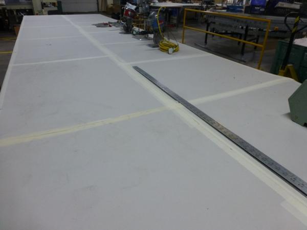 6020 mm x 1600 mm x 940 mm steel framed layup table