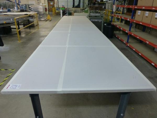 5110 mm x 1220 mm x 930 mm steel framed 2 section layup table