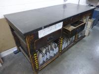 7' x 3' steel topped, 2 draw board storage unit