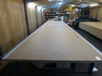11370 mm x 1880 mm x 850 mm steel framed 2 section layup table