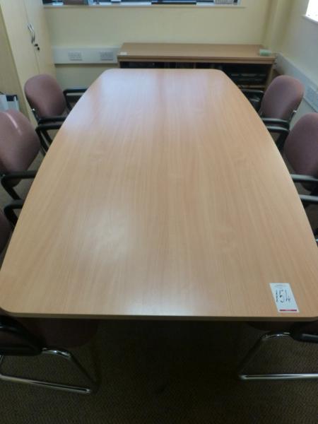 2400 mm x 1200 mm beech effect curved boardroom table