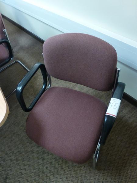 6x chrome framed brown twead upholstered arm chairs