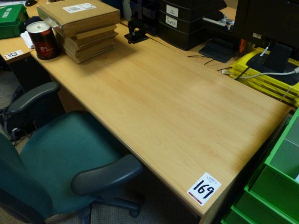 1280 mm beech effect office table with matching double door cupboard
