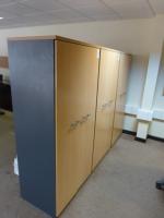 5x 1.7 m high beech effect double door cupboards