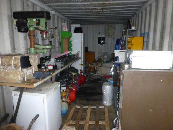 Contents to blue container to include redundant equipment and furniture