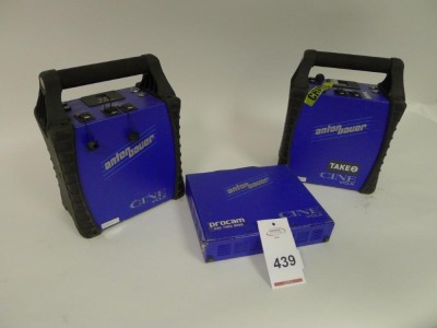 2 Anton Bauer Cine VCLX 14.4 Volt -28 Volt Batteries with Charger Unit