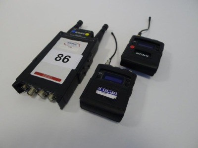Sony DWR-SO2D Wireless Receiver and 2 Sony DWT -BO1 Wireless Bodypack Transmitters